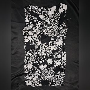 Connected Apparel Black and White Floral Dress